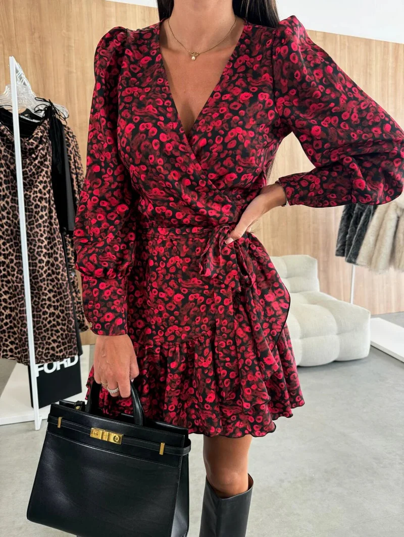 Seloria – Elegantes Minikleid mit Wickelausschnitt und Blumenmuster