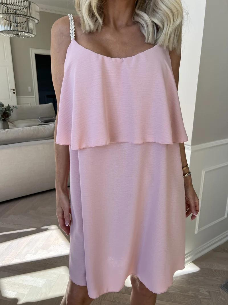Damen Spaghettiträger Rüschen Sommer Midikleid