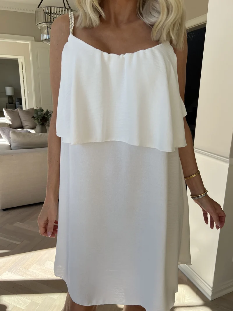 Damen Spaghettiträger Rüschen Sommer Midikleid