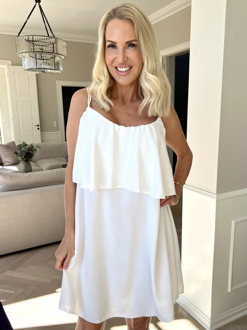 Damen Spaghettiträger Rüschen Sommer Midikleid