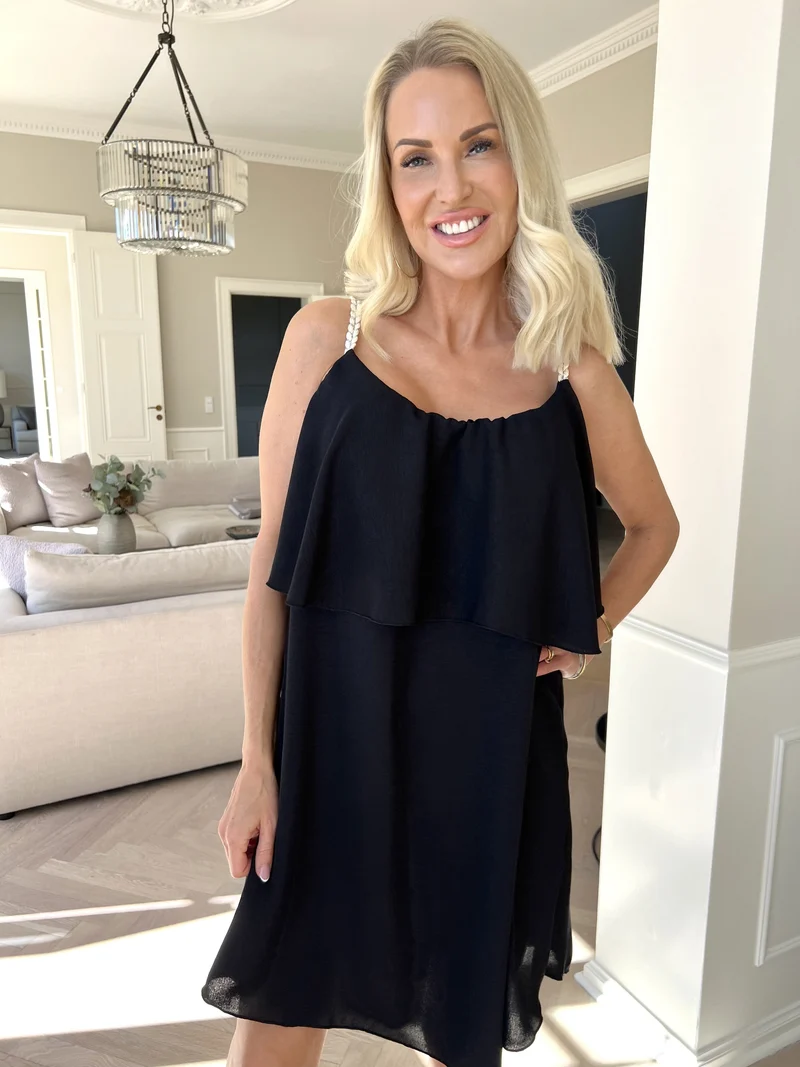 Damen Spaghettiträger Rüschen Sommer Midikleid