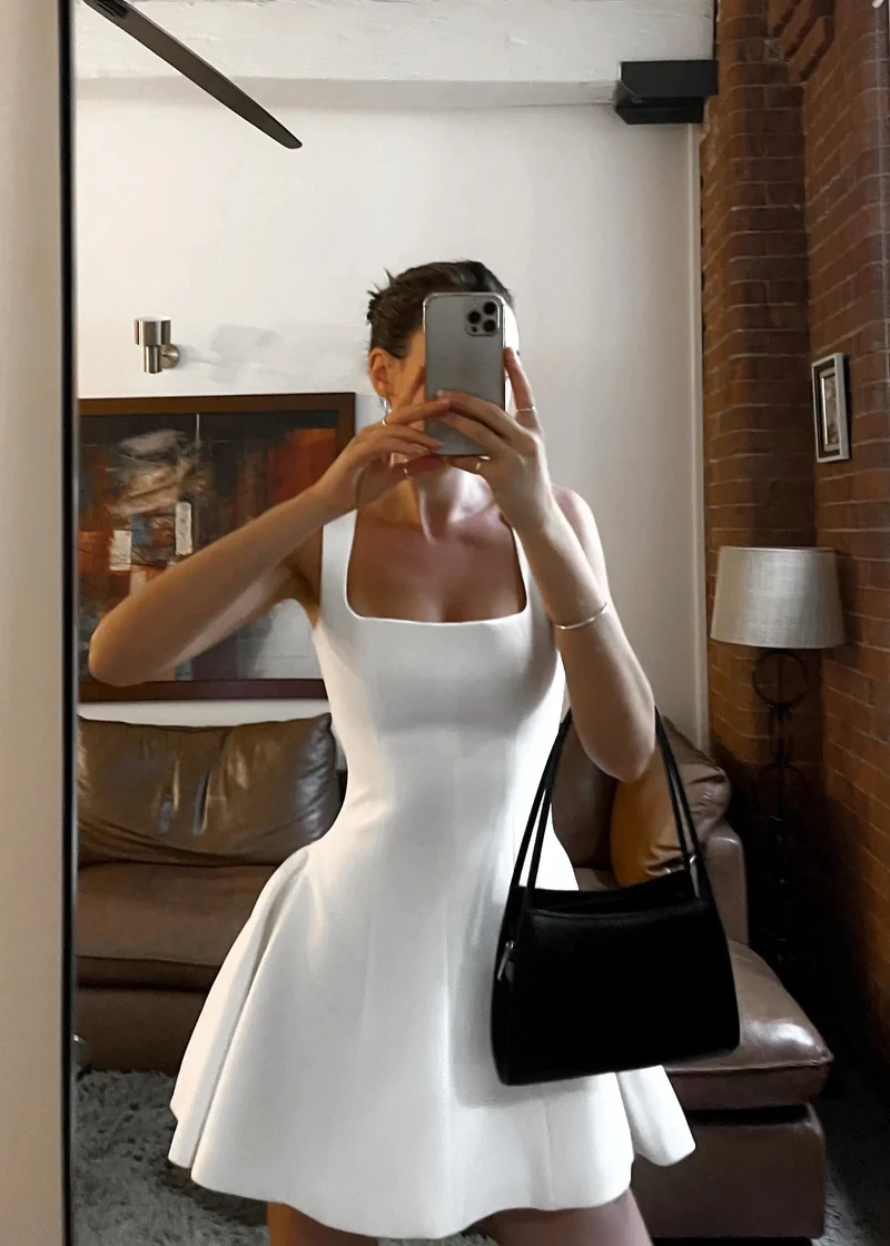 Damen Elegant Quadratisch A Linie Minikleid