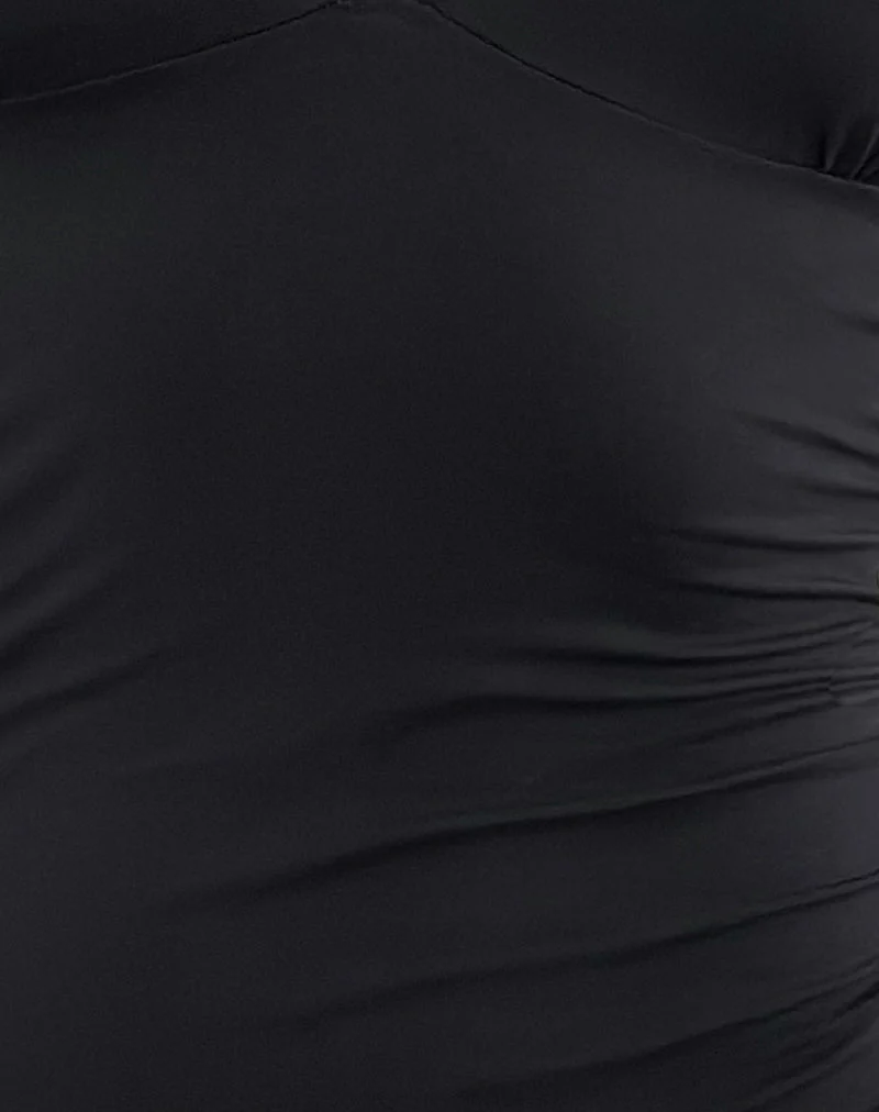 Carmila gerafftes Mini-Kleid aus Jersey in Schwarz