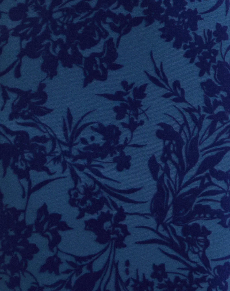 Julia – Ventura Maxikleid in Navy mit Midnight Leaf Flock-Print