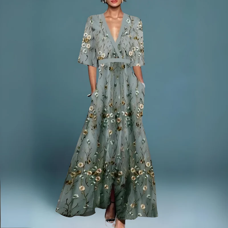Sandra - Luxuriöses Blumenkleid