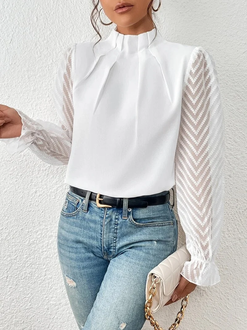 Nathalie - Elegante Bluse mit plissierten Ärmeln