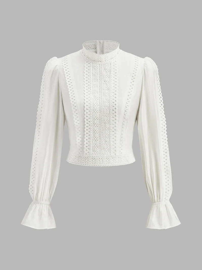Doreen – Bluse mit hohem Kragen und Puffärmeln