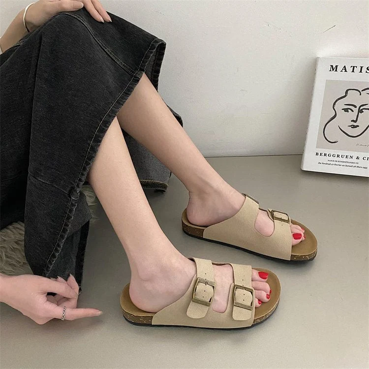 Damen Sommer Doppelriemen Pantoletten