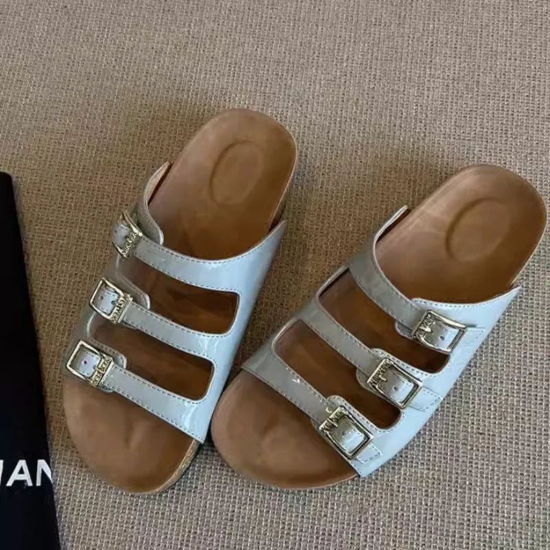 Damen Lässig Mehrriemen Sommer Pantoletten