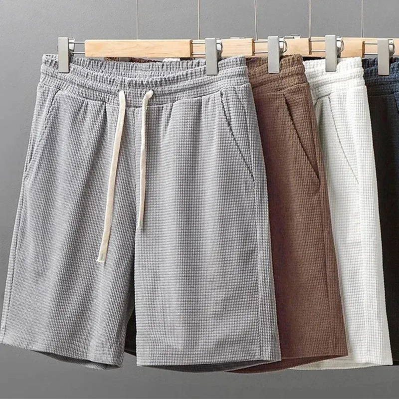 Herren Sommer Kordelzug Strukturiert Shorts