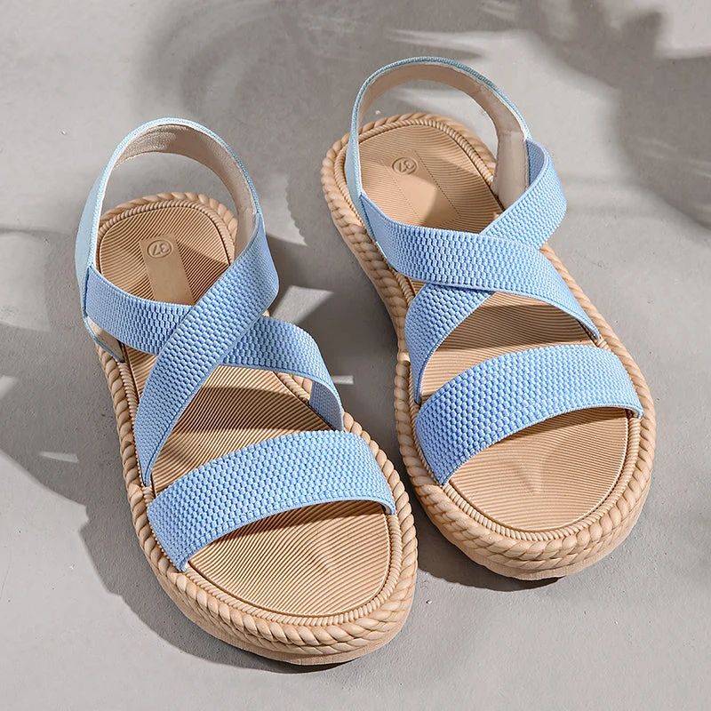Damen Kreuzriemen Elastisch Strand Sandalen