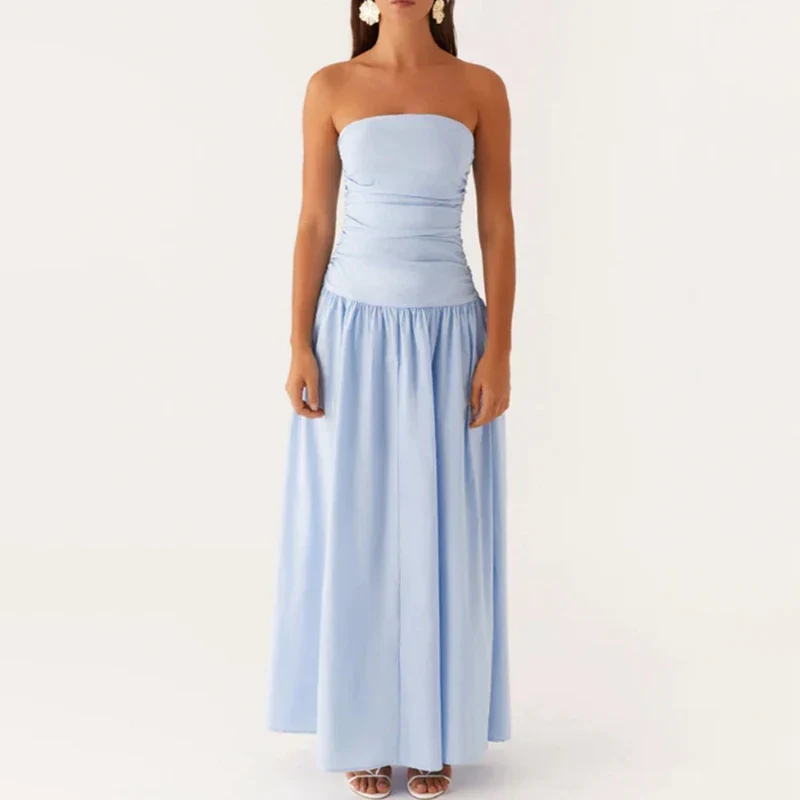Damen Lässig Karomuster Sommer Maxikleid