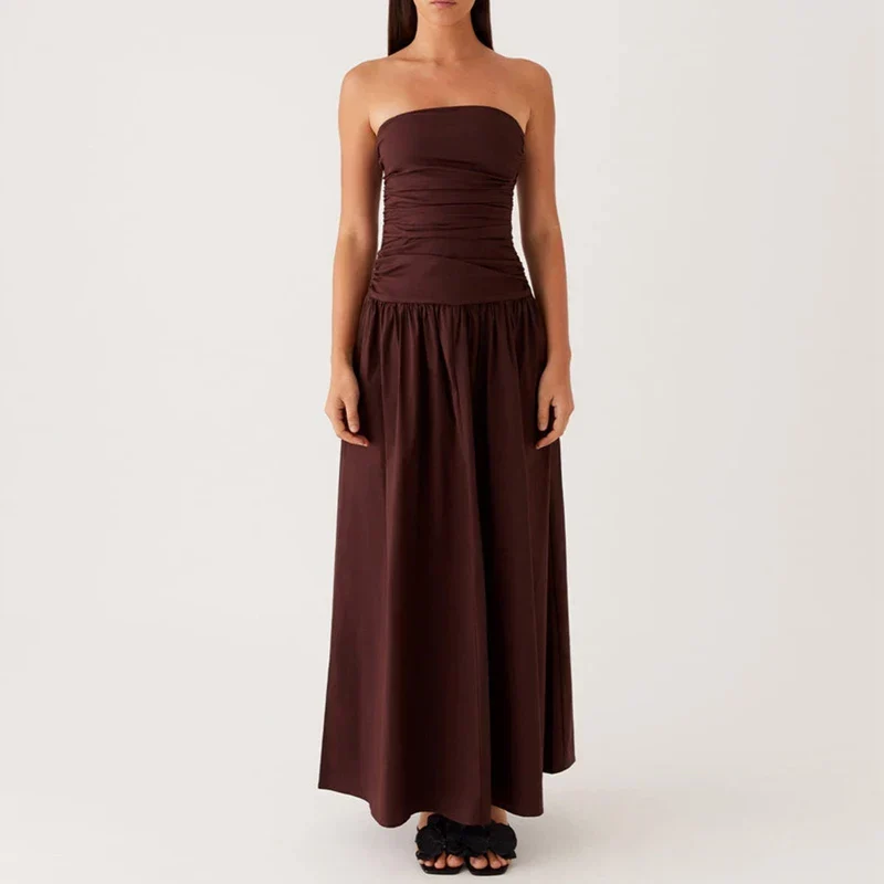 Damen Lässig Karomuster Sommer Maxikleid