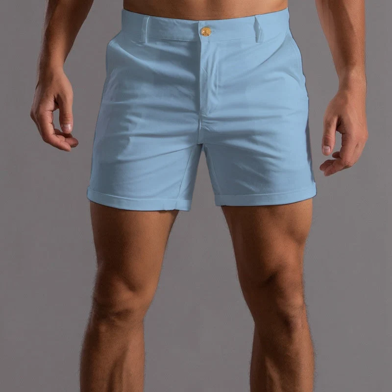 Herren Casual Knopf Slim Fit Kurze Hose
