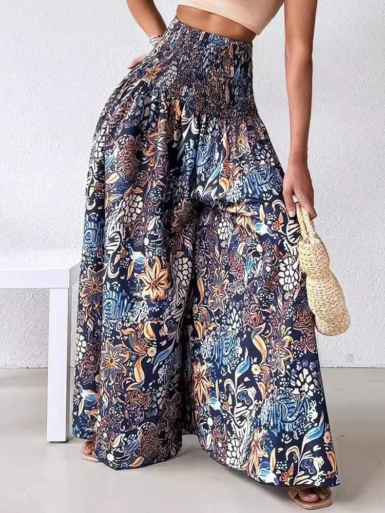 Damen Blumenmuster Weite Sommer Hosen