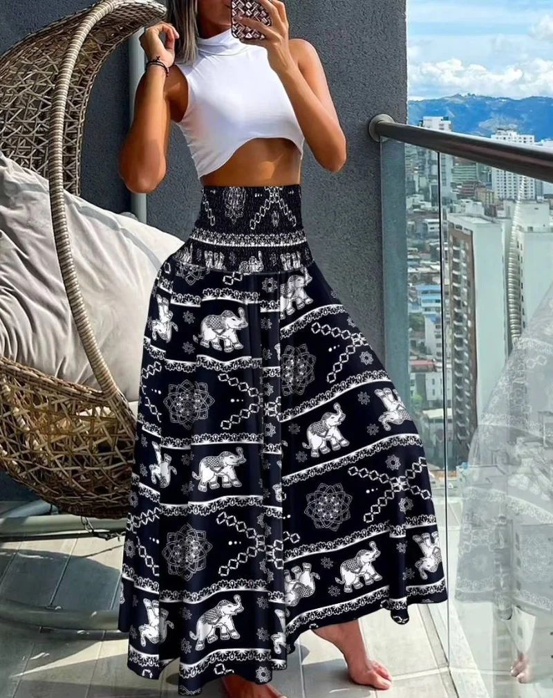 Damen Blumenmuster Weite Sommer Hosen