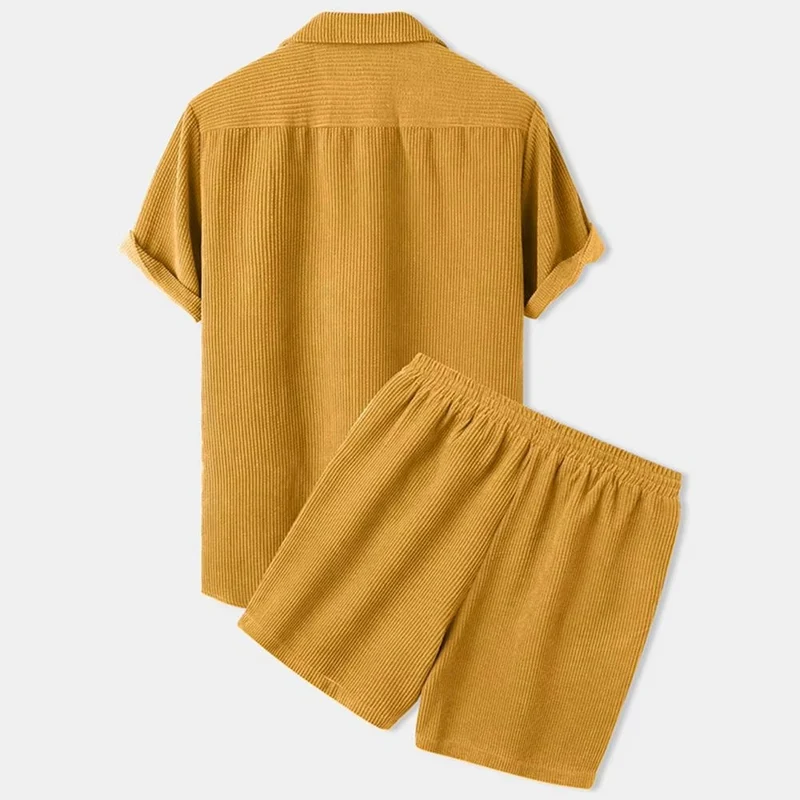 Herren Sommer Zweiteiler Hemd und Shorts Set