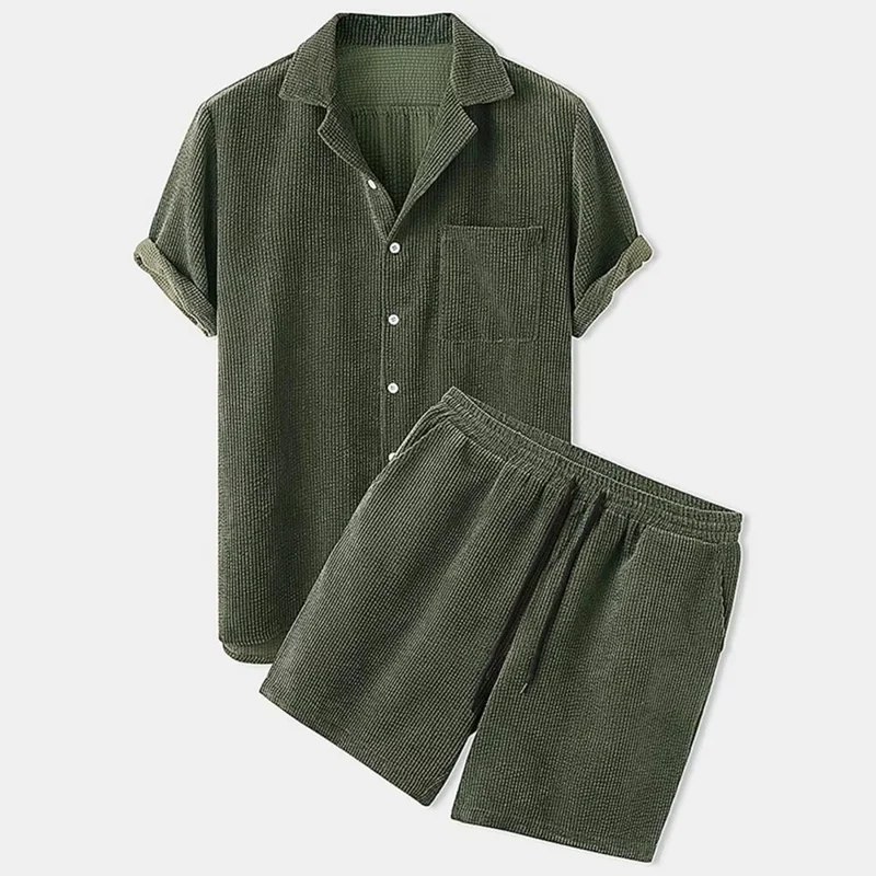 Herren Sommer Zweiteiler Hemd und Shorts Set