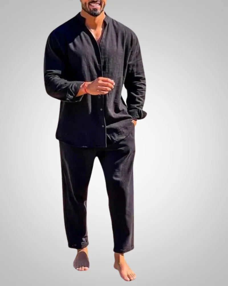 Herren Zweiteiler Stehkragen Sommer Set