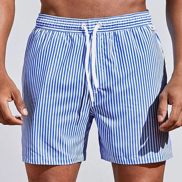 Herren Sommer Streifen Badehose mit Elastischer Bund