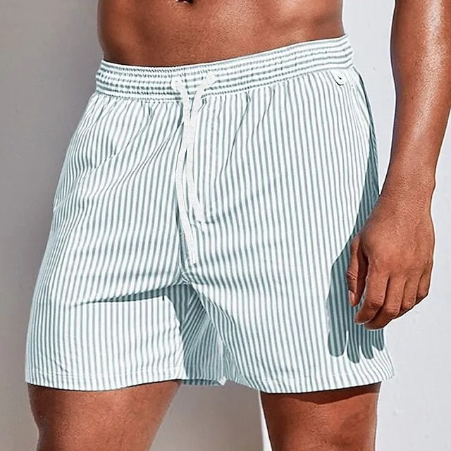 Herren Sommer Streifen Badehose mit Elastischer Bund