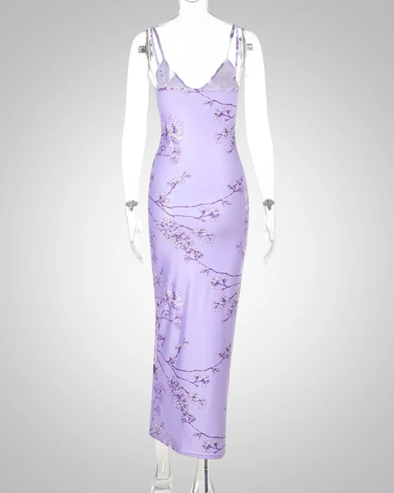 Damen Sommer Bodycon Blumenmuster Maxikleid