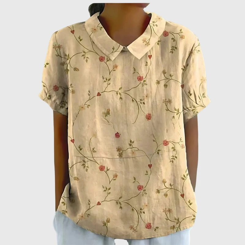 Damen Casual Kurzarm Blumenmuster Bluse