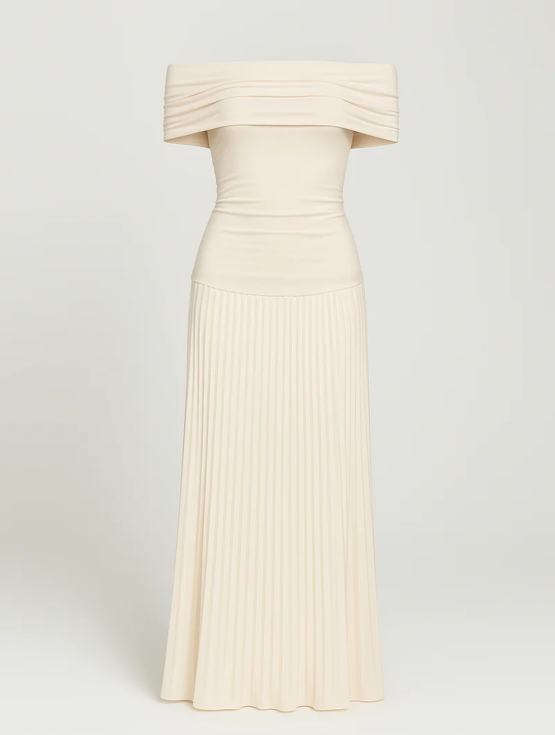 Damen Sommer Plissiert Hochzeitsgast Maxikleid