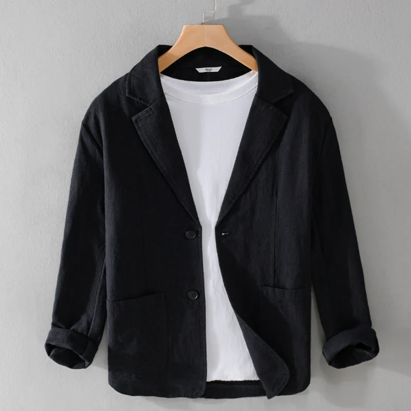 Herren Sommer Reverskragen Leinen Blazer