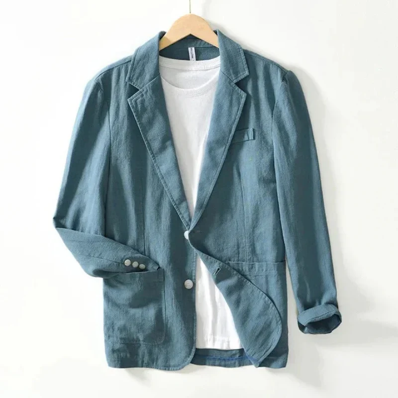 Herren Brusttasche Leinen Sommer Blazer