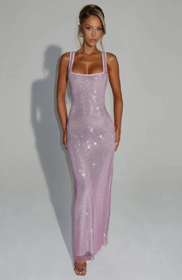Damen Elegante Hochzeitsgast Maxikleid mit Glitzer