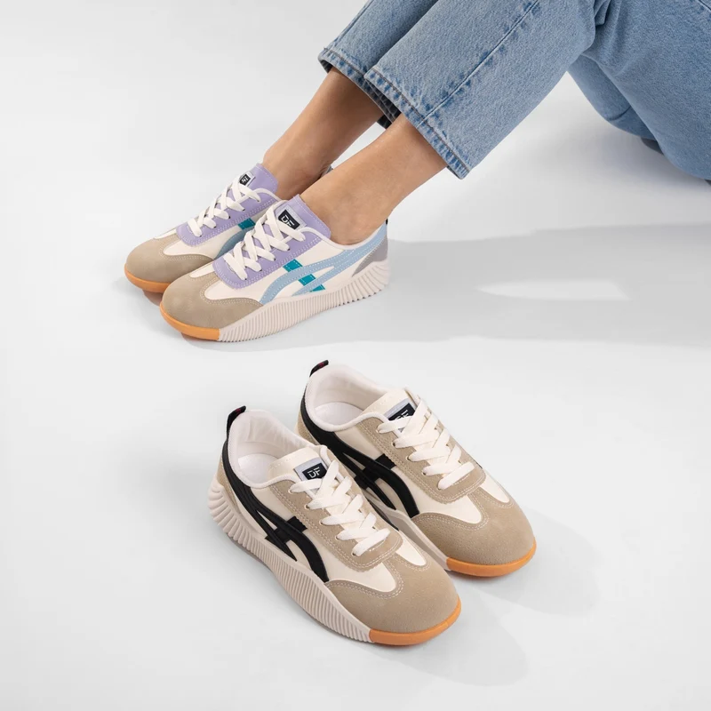 Damen Schnürung Streifen Detail Freizeit Sneaker
