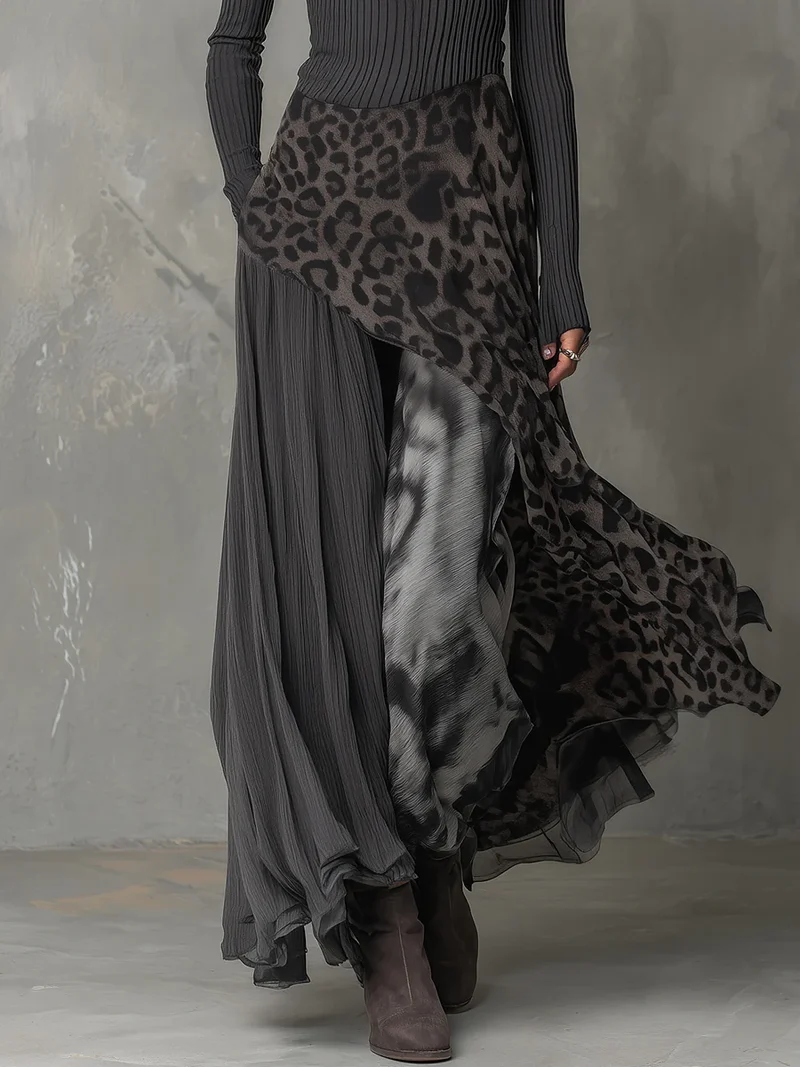 Damen Sommer Langarm Layered Maxikleid