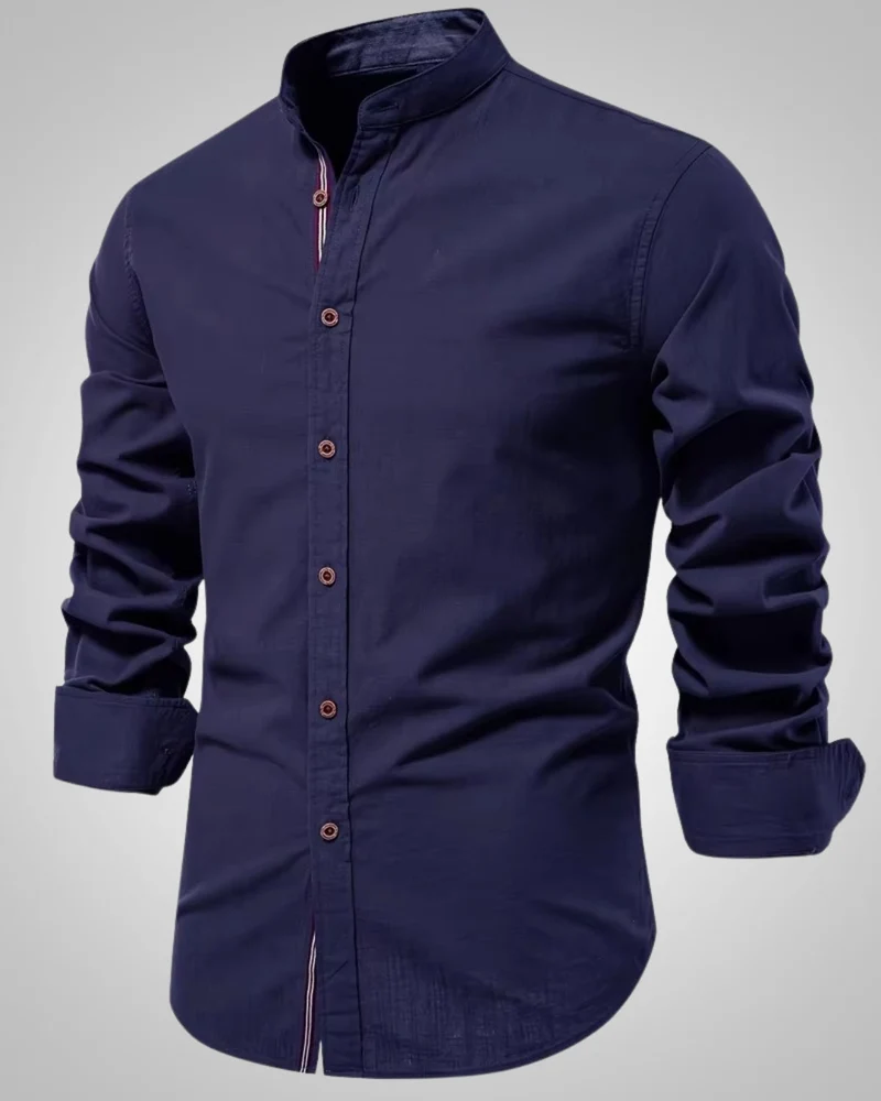 Herren Stehkragen Slim Fit Casual Hemd