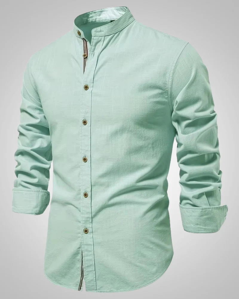 Herren Stehkragen Slim Fit Casual Hemd