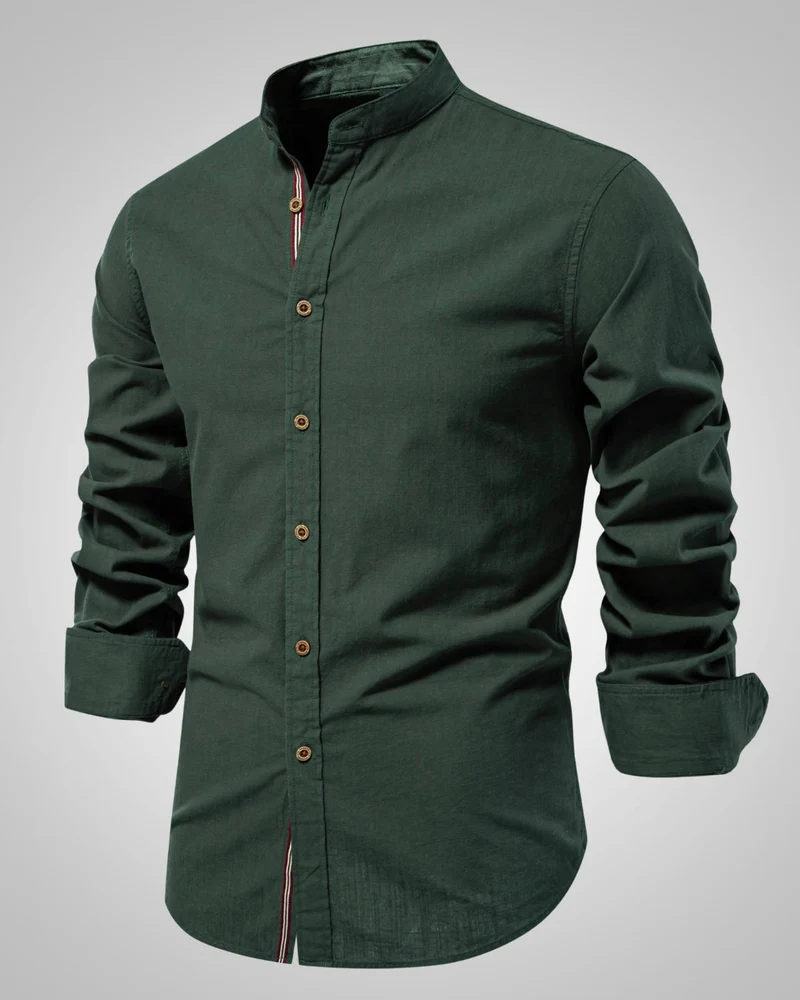 Herren Stehkragen Slim Fit Casual Hemd