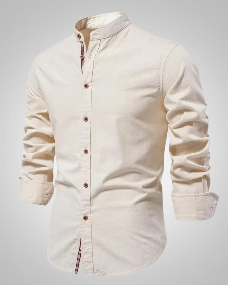 Herren Stehkragen Slim Fit Casual Hemd