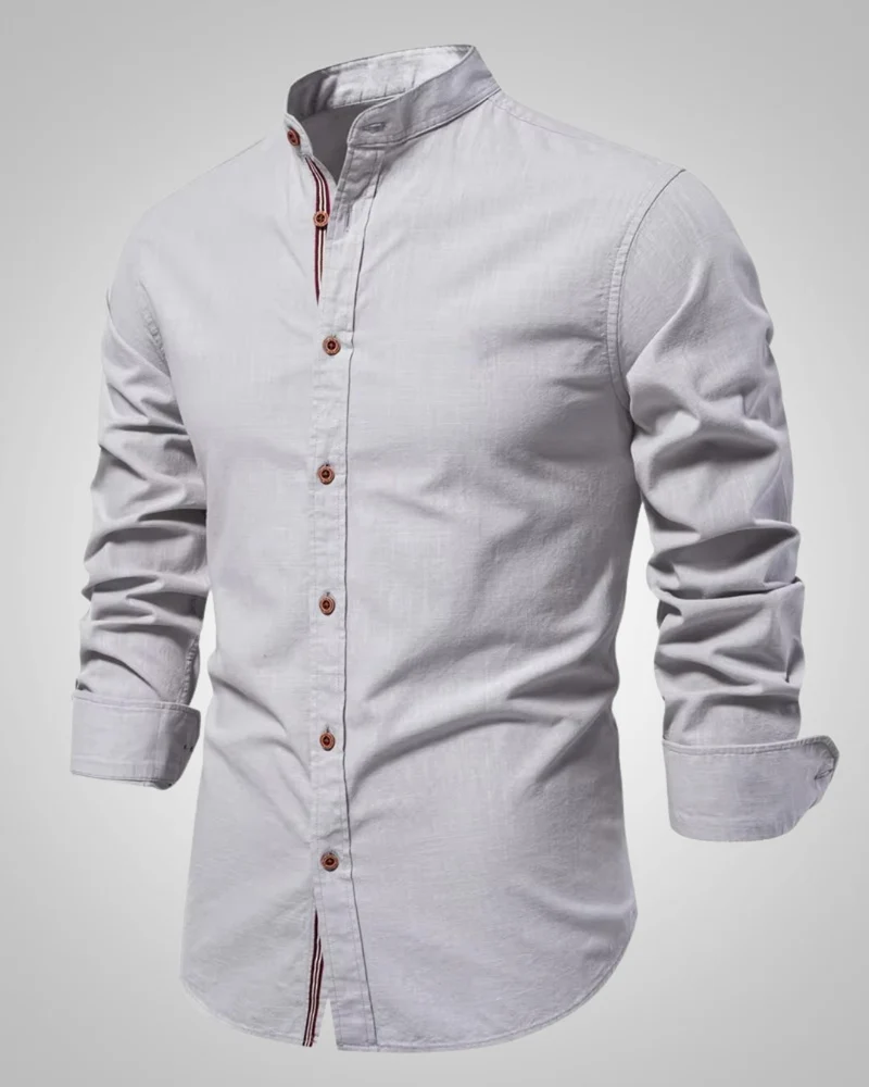 Herren Stehkragen Slim Fit Casual Hemd