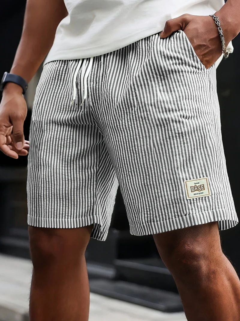 Herren Casual Elastisch Taille Gestreift Sommer Shorts