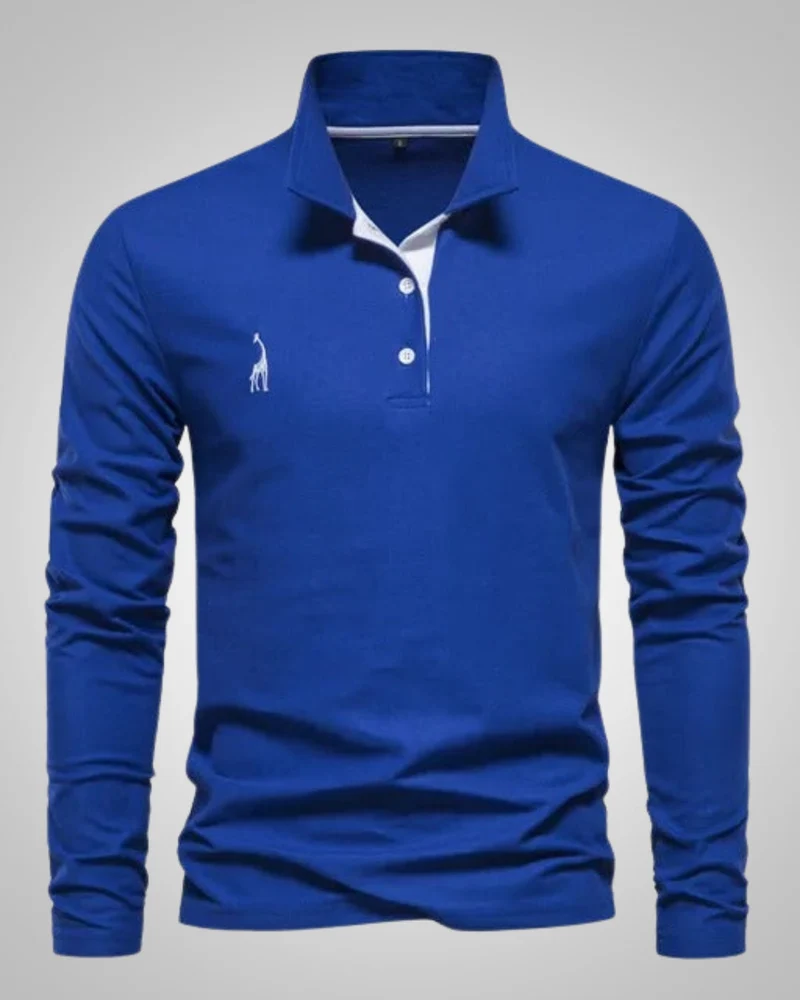 Herren Sommer Langarm Button Down Poloshirt