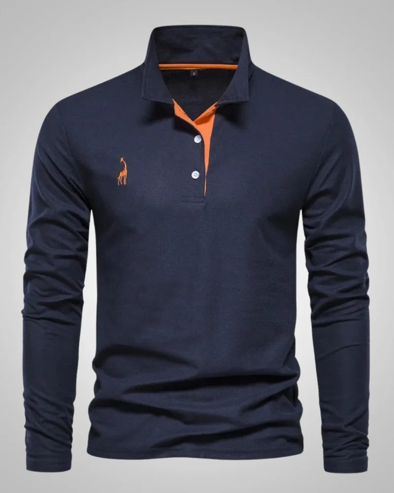 Herren Sommer Langarm Button Down Poloshirt
