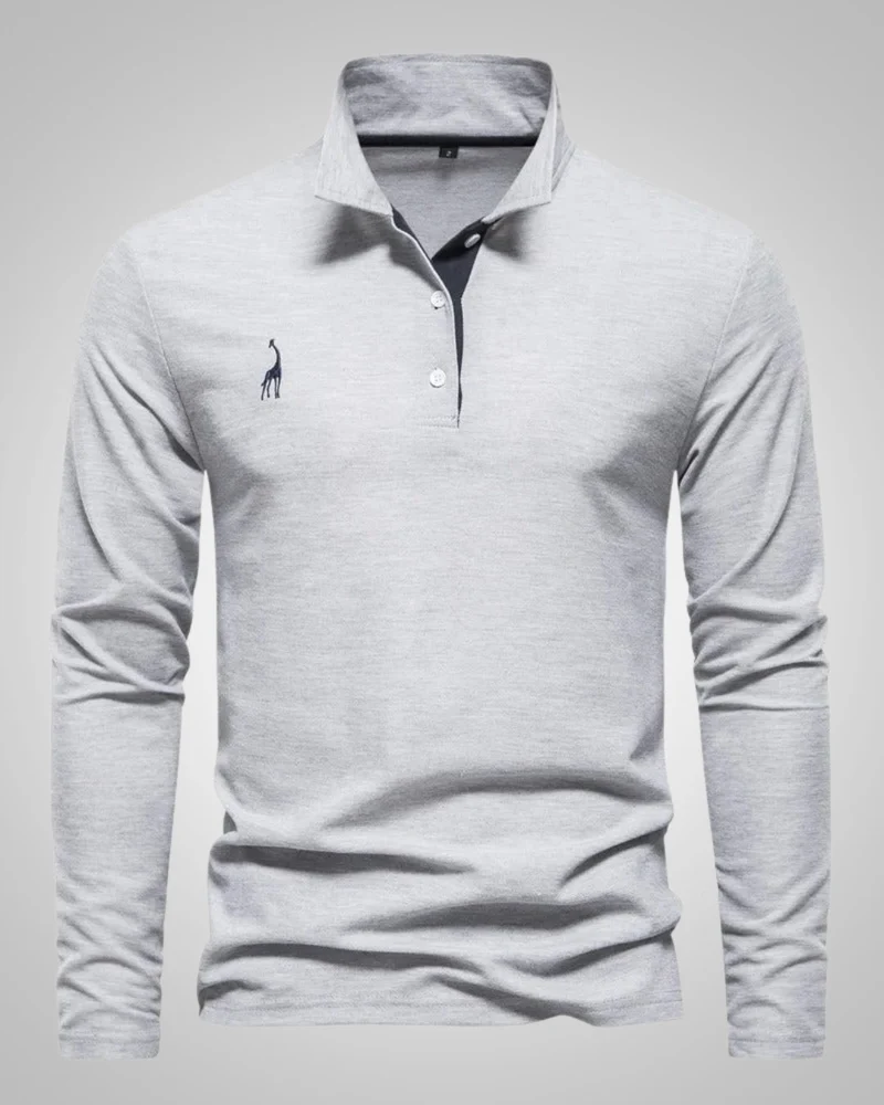 Herren Sommer Langarm Button Down Poloshirt