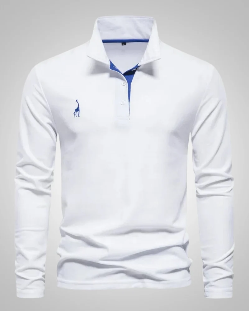 Herren Sommer Langarm Button Down Poloshirt