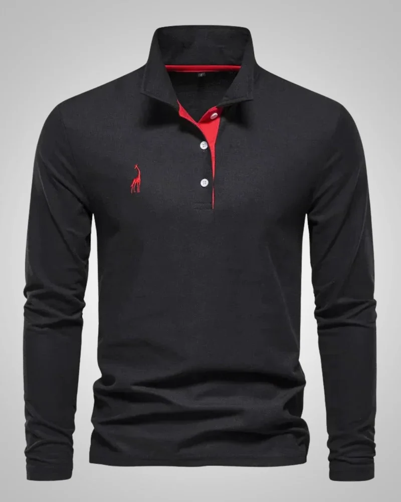 Herren Sommer Langarm Button Down Poloshirt