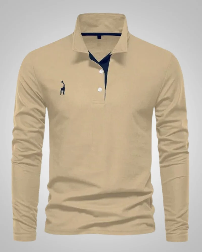Herren Sommer Langarm Button Down Poloshirt