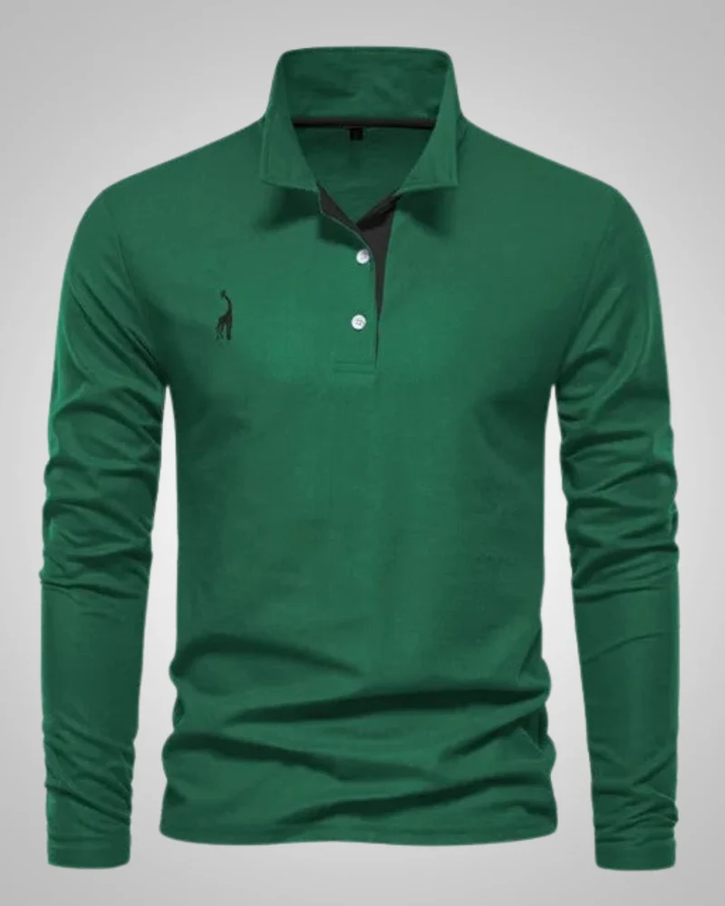 Herren Sommer Langarm Button Down Poloshirt
