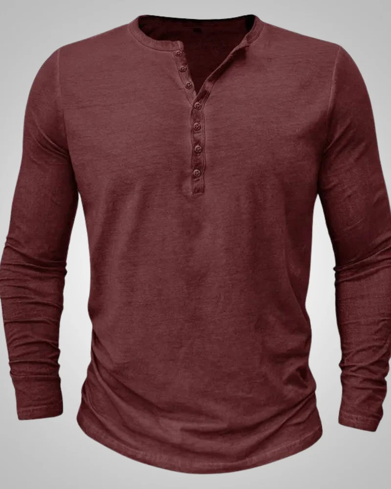 Herren Lässig Slim Fit Langarm Henley-Shirt
