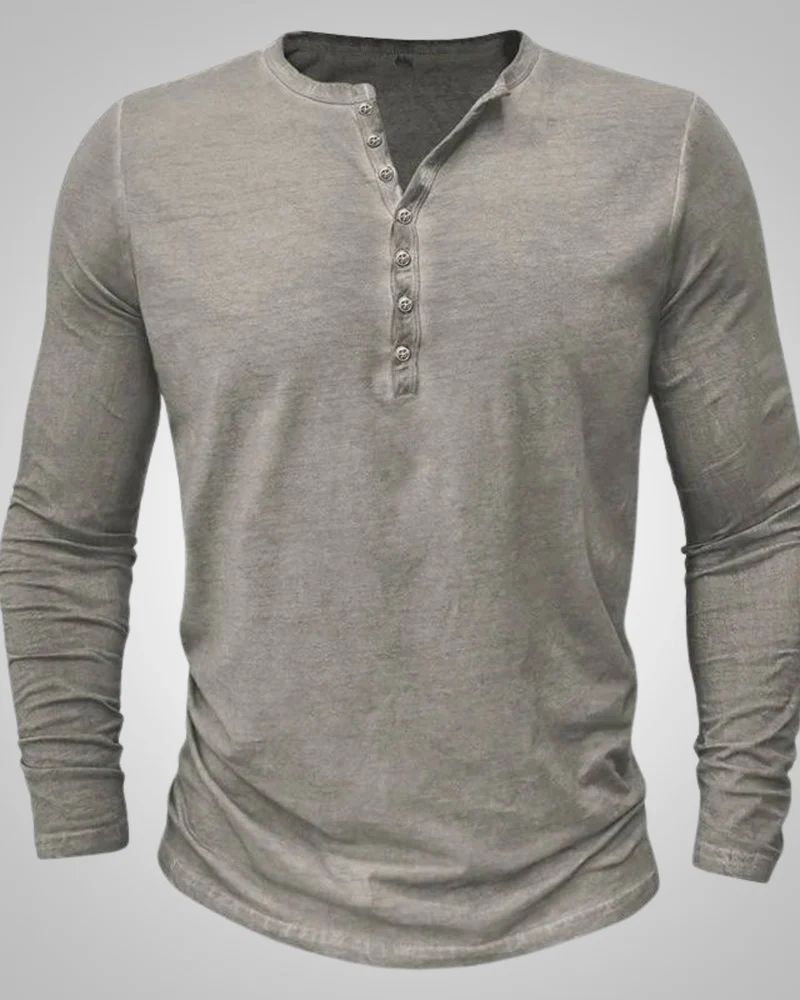 Herren Lässig Slim Fit Langarm Henley-Shirt