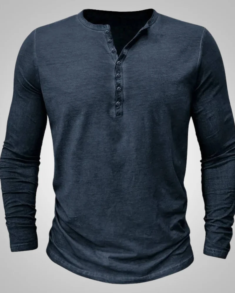 Herren Lässig Slim Fit Langarm Henley-Shirt