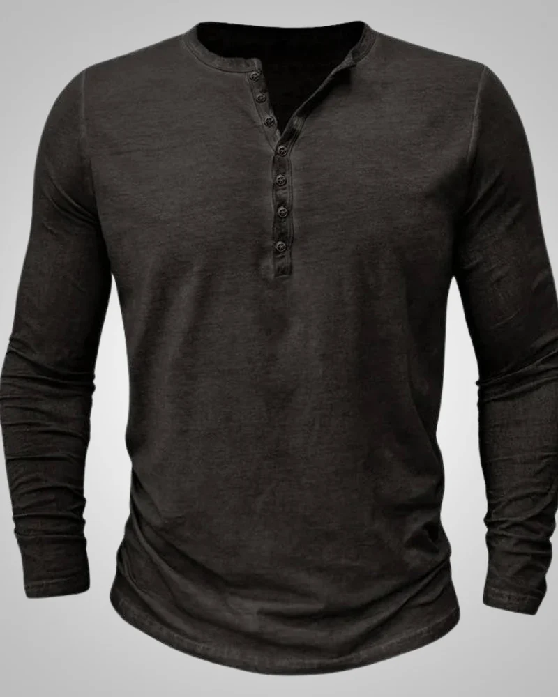 Herren Lässig Slim Fit Langarm Henley-Shirt